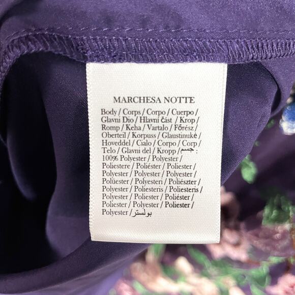 Marchesa Floral Embroidered Gown Purple Green Sheer Long Sleeve Dress Sz 2 - Picture 14 of 14